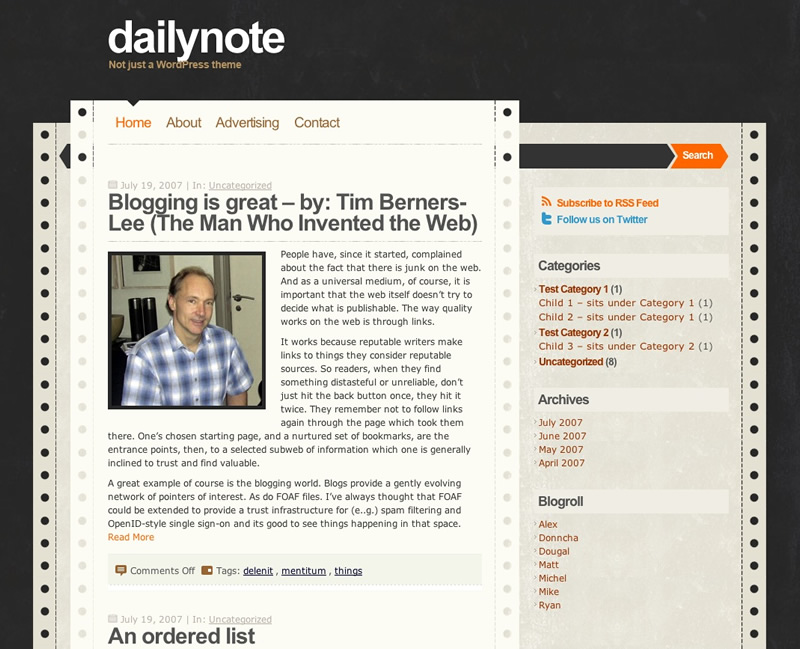 DailyNote WordPress Theme