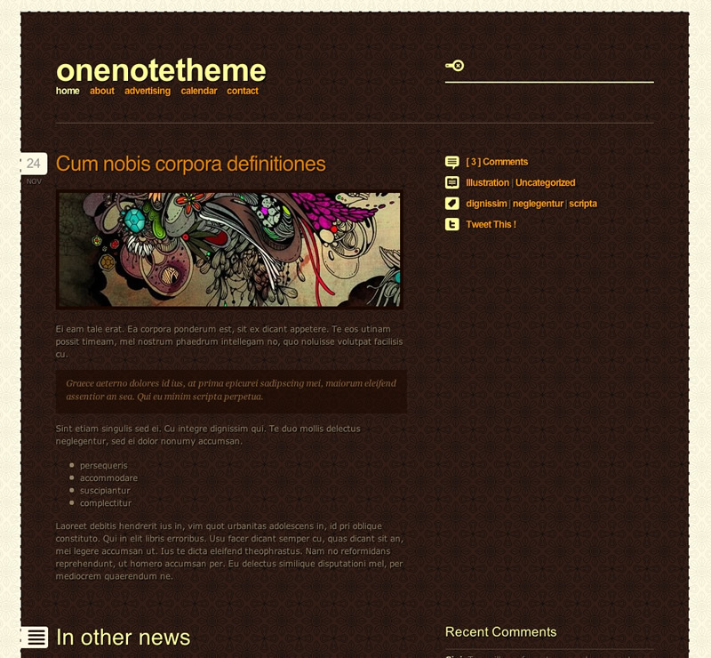 OneNote Wordpress Theme